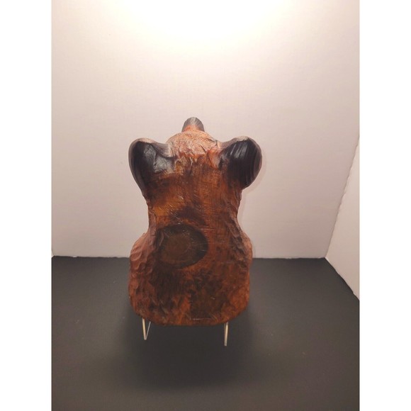 Vintage Hand Carved Bear Solid Wood Marble Eyes Medium 12" Monterey CA Wharf - Picture 10 of 16